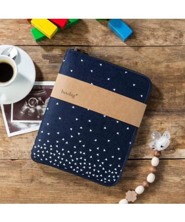 Luxdag A5 Mom's Organizer with Zipper Custom Felt Case for Mother's Pass U-Magazine Ultrasound Pictures & Vaccination Pass Ideal Gift for Expectant Mothers Dark Blue with Triangles - Buy Online on GoSupps.com