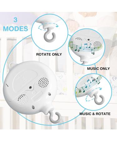 Crib Mobile Motor Baby Music Box Spinner with 3 Modes Rotating & Music Rotating Only Music Only Volume Adjustable 35 Lullabies Battery Operated - Buy Online on GoSupps.com
