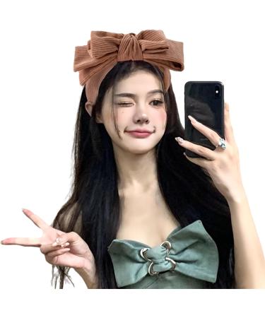 amangul Layered Bowknot Headbands for Woman Anti Slip Headbands Skincare Wide Brim Headband for Girls Washing Face Makeup(Khaki) - Buy Online on GoSupps.com