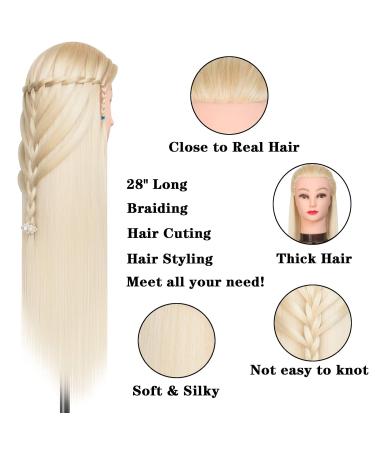 Buy Danseemeibr Exercise Head - 66-71 cm Synthetic Hairdressing Doll Head for Braiding & Styling (Blonde/Beige) with Free Clamp - International Shipping Available - Buy Online on GoSupps.com