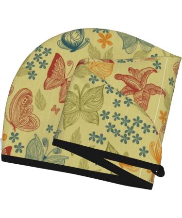 Floral Butterfly Microfiber Hair Towel Soft Absorbent Wrap for Long Curly & Thick Hair - Quick Dry Coral Velvet for Women - Buy Online on GoSupps.com