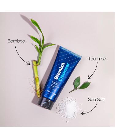 HANHOO Men Blemish Cleanser - Daily Facial & Beard Wash with Tea Tree Oil Probiotics & Hyaluronic Acid | Soothes Acne-Prone Skin | For All Skin Types | 5.07 fl oz - Buy Online on GoSupps.com