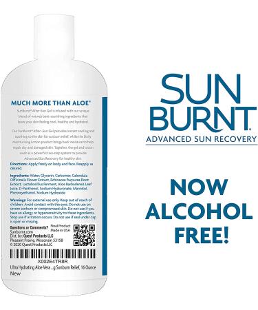 Sunburnt Ultra Hydrating Aloe Vera Gel - Organic Blend for Soothing & Hydrating Dry Skin - 16oz - Buy Online on GoSupps.com