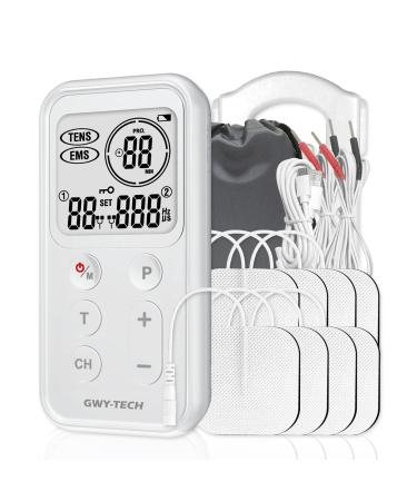 Dual Channel TENS EMS Unit Muscle Stimulator 21 Modes for Pain Relief & Muscle Strength Level 40 Strength Control 8Electrode Pads
