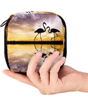 Menstrual Pad Bag with Zipper - Stylish Ladies Napkin Pouch & Tampon Collection Bag (Flamingos in Love) - Shop Now for Women & Girls - Buy Online on GoSupps.com
