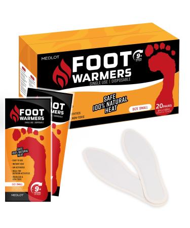 MEDLOT Heated Insoles Foot Warmer, 20 Pairs, Long Lasting Disposable Boot Shoe Warmer for Men and Women 10.2x3.3in (26x8.5cm)
