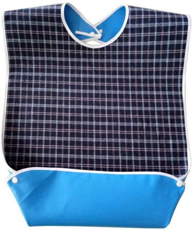 SUMAJU Adult Bibs Washable Dining Bibs Reusable Clothing Protector for Elderly Women Men 1 Pcs Blue - Buy Online on GoSupps.com