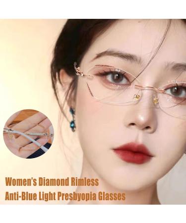 Buy Women s Diamond Rimless Anti-Blue Light Reading Glasses | Ultra Light & Frameless - Glassesify - Buy Online on GoSupps.com