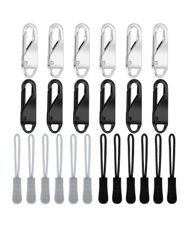 Vegcoo 24 pieces 12 Removable Pull Tab Zipper Puller zipper Zipper pull accessories zipper Puller Universal zipper head +12 zipper Train lock repair bag (b)