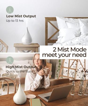 Aromacare 250ml Essential Oil Diffuser & Humidifier Set - Cool Mist Aromatherapy for Home/Office - Waterless Auto-Off & Night Light - White - Buy Online on GoSupps.com