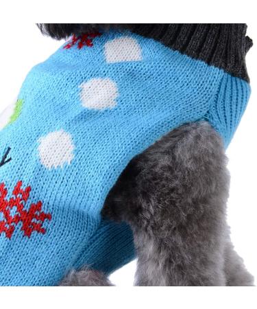 Hrttsy Christmas Dog Sweater | Winter Warm Pet Clothing for Small & Medium Dogs | Cozy Blue Snowman Pullover for Big Dogs & Puppies - Buy Online on GoSupps.com