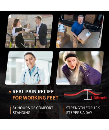 Plantar Fasciitis High Arch Support Insoles for Men Women - Heavy Duty Orthotic Inserts for Arch Pain Relief - Boot Work Shoe Insert - Black XS UK 3.5-5.5 (24cm) - Buy Online on GoSupps.com
