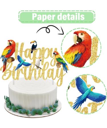 Parrot Birthday Cake Decoration Tropical Bird Birthday Cake Topper Parrot Happy Birthday Cake Pick Parrot Birthday Party Decoration for Birds Themed Baby Shower Supplies - Buy Online on GoSupps.com