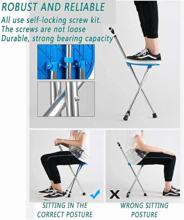 Canes Walking Stick with Seat Folding Can Withstand 300 pounds of Travel Crutches with LED Lights Adjustable Height Suitable for The Elderly and Young People Made in China Smooth Sailing - Buy Online on GoSupps.com