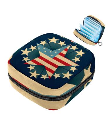Storage bags for women's bandages creative American flags stars navy work portable menstrual performances panty liners tampons women's bandages storage holder for women school office multicolored 10