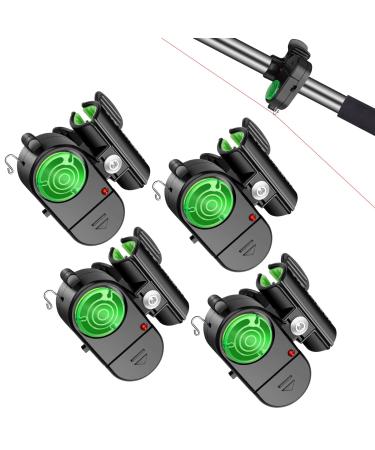 TSV 4 Pack Fishing Bite Alarm, Sensitive Electronic Fishing Alarms Indicator, Sound Bite Alert Bell with LED Lights Fishing Bells Clip On Fishing Rod for Daytime Night Carp Fishing Outdoor