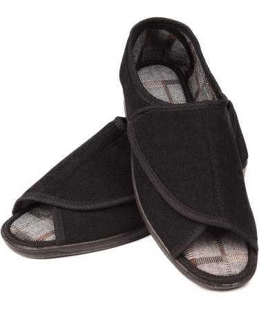 Men's Extra-Wide 80-D Memory Foam Diabetic Slipper | Adjustable Closures | Warm Plush Fleece | Arthritis Edema Swollen House Shoes | Machine Washable | Anti-Slip Sole | Black - Size 12 - Buy Online on GoSupps.com