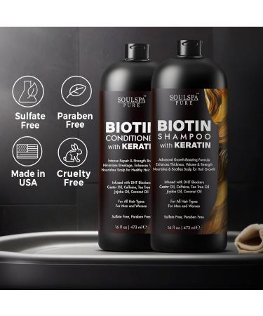 Biotin Shampoo & Conditioner Set with Keratin | Anti-Thinning Hair Growth Formula | DHT Blockers for Men & Women | 16 fl oz - Buy Online on GoSupps.com