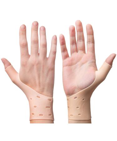 4 Piece Breathable Gel Wrist Support Braces with Thumb Stabilizer for Right & Left Hand | Proven to Relieve Pain Including Arthritis Rheumatism Carpal Tunnel | Soft & Light Weight