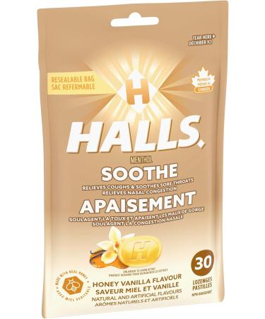 HALLS Honey Vanilla Flavour Cough Drops Throat Lozenges Sore Throat Relief Mentho-Lyptus 30 Lozenges Honey Vanilla 30 Count (Pack of 1) - Buy Online on GoSupps.com