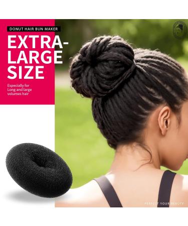 Teenitor 7 Hair Bun Makers Set - Black Donut Ring Style Chignon Bun Maker Kit with Bands & Pins for Ballet Dance - 2 Small, 2 Medium, 2 Large, 1 Extra-Large - Buy Online on GoSupps.com
