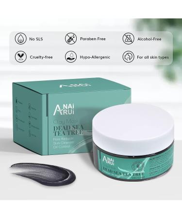 ANAI RUI Dead Sea Mud Mask with Tea Tree Oil & Salicylic Acid - Charcoal Blackhead Remover & Pore Cleanser for Acne-Prone Oily Skin - Detox Face Mask for Women and Men - 120g - Buy Online on GoSupps.com