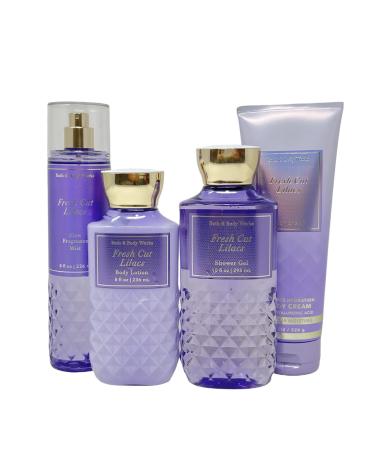 Fresh Cut Lilacs Set of 4 - Includes Fine Fragrance Mist Body Lotion Shower Gel and Body Cream - Full Size 7.9719 Ounce