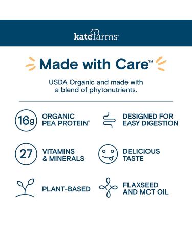 KATE FARMS Organic Vegan Vanilla Nutrition Shake | 16g Protein | 27 Vitamins | Meal Replacement | Gluten Free | Non-GMO | 11oz (Pack of 12) - Buy Online on GoSupps.com