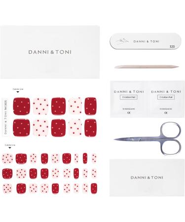 Shop Danni & Toni Half-Hardened Gel Nail Films - Love Dots Red & Pink Glossy Stickers | 37 Pedicure Wraps for Stunning Nails - Buy Online on GoSupps.com