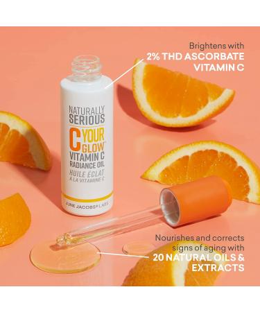 Naturally Serious C Your Glow Vitamin C Radiance Oil | Brightening Vegan Skincare for Glowy Skin | Cruelty-Free Face Oil - Buy Online on GoSupps.com