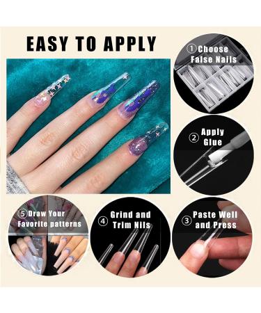 240 Pcs XXL Clear French Coffin Shape Nail Tips - Full Cover False Nails for DIY - 12 Sizes Assorted in Box - Buy Online on GoSupps.com