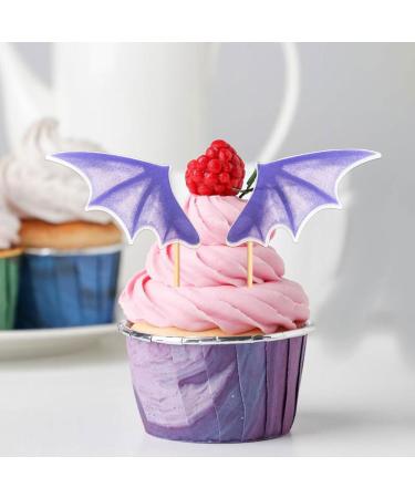 24 Violet Dragon & Bat Wing Cupcake Toppers | Dinosaur & Dragon Theme Birthday Party Decorations - Buy Online on GoSupps.com