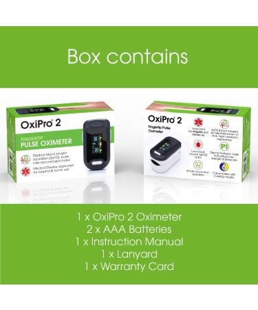 OxiPro OX2 - CE Certified Pulse Oximeter for Adults and Child | MHRA Registered Blood Oxygen Monitor | UK Approved Medical Device - Buy Online on GoSupps.com