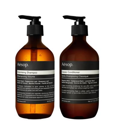 Aesop Volumizing Shampoo and Classic Conditioner Set | Cleanses Hair and Scalp for Soft Shiny Fragrant Hair | Paraben-Free + Cruelty-Free | 16.9 oz + 17.5 oz