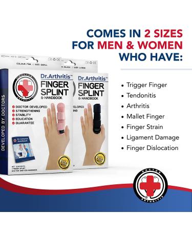 Doctor Developed Finger Splint - Fits Ring, Index, Pinky & Middle - Trigger Finger, Arthritis, RSI - 2 Sizes (L/XL) - Handbook Included - Buy Online on GoSupps.com