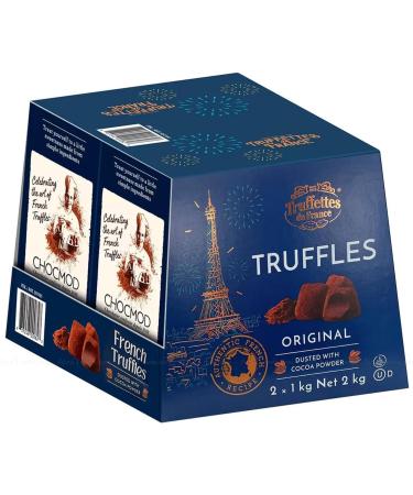 Chocmod Truffettes de France Natural Truffles, Dusted with Cocoa Powder, 1000 Gram Boxes (Pack of 2) - Buy Online on GoSupps.com
