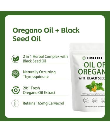 Juvein LUXELULL 2-in-1 Oil of Oregano Softgels Oregano Oil Supplement Capsules Non-GMO Oregano Oil and Black Seed Oil - 180 Softgels(1Pc) - Buy Online on GoSupps.com