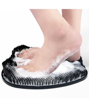 Shower Foot Scrubber Mat with Non-Slip Suction Cups, Foot Scrubbers for Use in Shower, Silicone Foot Brush Washer Cleaner Massage for Dead Skin Remover Improves Foot Circulation(Black) Blackmat