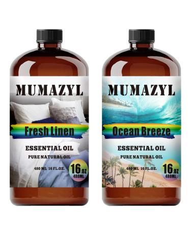 Fresh Linen Essential Oil and Ocean Breeze Essential Oil 16 Fl Oz 480ML for Halloween Thanksgiving Day Christmas New Year's Day Gifts