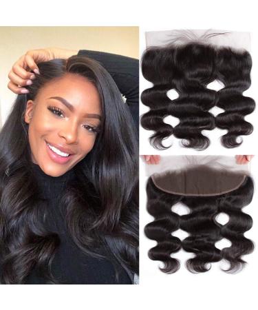 13x4 Lace Frontal Ear To Ear Full Lace Frontal Closure Brazilian Body Wave Human Hair Frontal Free Part Pre Plucked With Baby Hair Natural Black 14Inch 14 Inch (Pack of 1)
