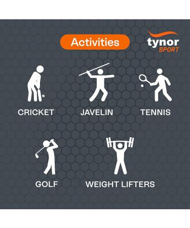TYNOR Elbow Brace Compression Support for Men & Women - Adjustable Elbow Sleeve for Workouts Weightlifting & Recovery - Black & Orange - Small Size - Buy Online on GoSupps.com