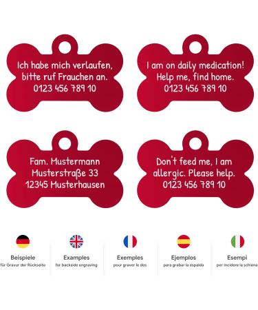 ENGRAVO Red Dog Tag Bone - Personalized Engraving & 2 Key Rings | Small 32mm - Buy Online on GoSupps.com