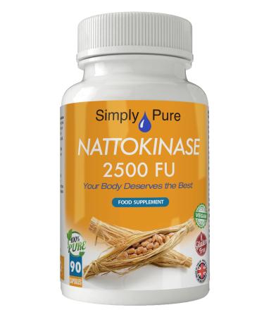 Simply Pure Nattokinase Capsules | 90 Capsules - 500mg (2500 FU) per Serving | 100% Natural Gluten Free GM Free & Vegan | Manufactured in the UK | HACCP Certified