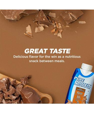 Pure Protein Rich Chocolate Shake - 30g Complete Protein, Keto-Friendly, Immune Support - 12 Pack 11oz Bottles - Buy Online on GoSupps.com