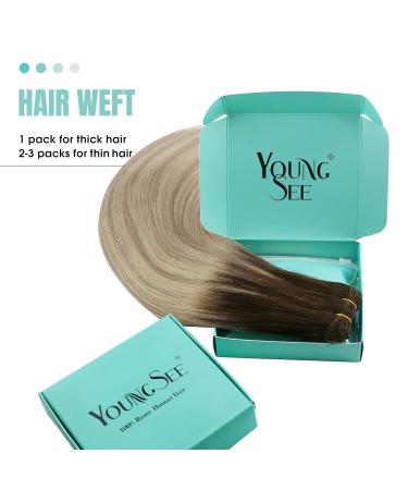 Youngsee Real Hair Extensions - Dark Brown Balayage 55cm Weft 100g #4/14 | Long-Lasting Quality for a Flawless Look - Buy Online on GoSupps.com