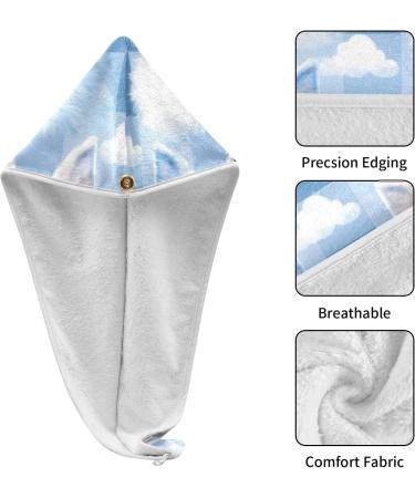 Rabbits Blue Plaid Hair Towel 2 Pack - Super Absorbent Quick Dry Hair Turbans for Women & Girls - Buy Online on GoSupps.com