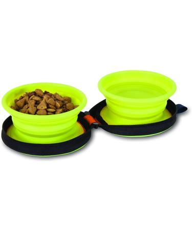 Petmate Silicone Duo Travel Bowl 1.5 Cup - Navy Blue/ Go Go Green - Buy Online on GoSupps.com