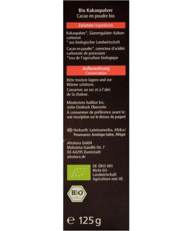 Alnatura Organic cocoa lightly deoiled pack of 6 6 x 125 g - Buy Online on GoSupps.com