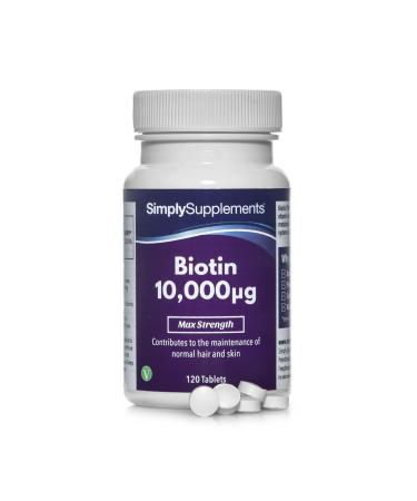 Biotin 10000 mcg Tablets | Potent One-a-Day Formula for Healthy Hair & Skin | Vegan & Vegetarian Friendly | 120 Tablets 4 Month Supply | Vegetarian Safe | Manufactured in The UK