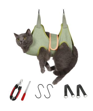 Guzekier Pet Cat Grooming Hammock Harness for Cats & Dogs, Dog Grooming for Sling, Cat Grooming Bag Nail Covers caps, Dog Hammock with Nail Clippers/Trimmer, Nail File for Small Dogs & Cat/ Under 10 lb